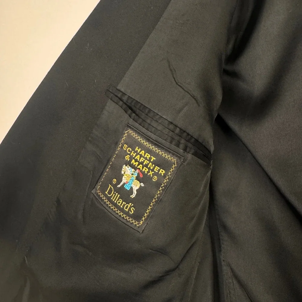 Hart Schaffner Marx Blazer Men 42R‎ Black Wool Two Button Sport Coat Dillard's